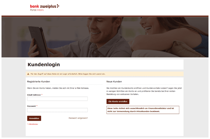 E-Commerce Lösung Bank zweiplus - Kundenportal